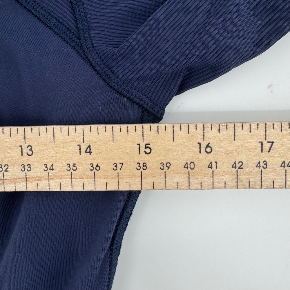 Lululemon Women 4 Bhakti Yoga Wrap Jacket Navy Zip Shawl Collar Thumbholes - Picture 7 of 8